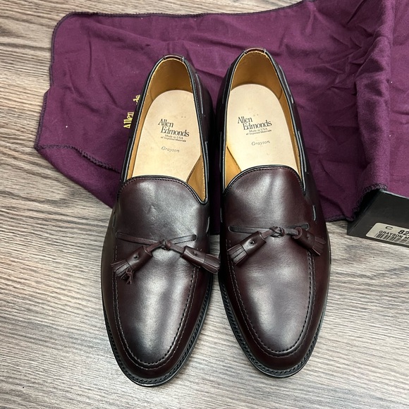 NEW Allen Edmonds Grayson Merlot Tassel Loafers 10 3E - Picture 2 of 11